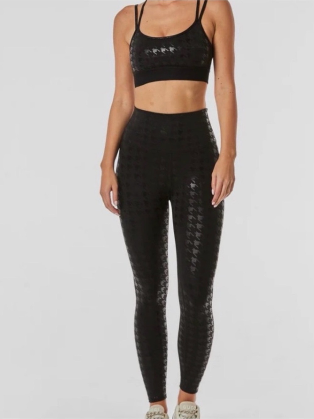 Set! Noli High-Waisted Black Houndstooth Leggings & Bra
